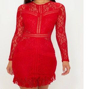 NWOT Pretty little thing Red long sleeve dress